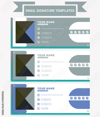 Email signature template | Creative Vector Illustration Of Flat Email Signature For Your Business