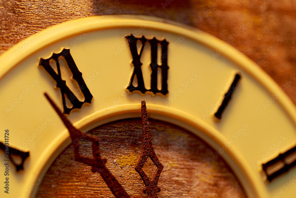 Clock Face Retro Clock With Cuckoo With Roman Numerals It Will Soon Be clock-face-retro-clock-with-cuckoo-with-roman-numerals-it-will-soon-be