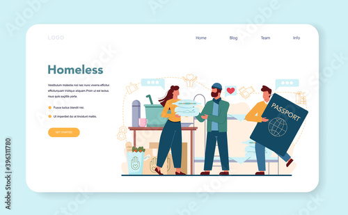 Social volunteer web banner or landing page. Charity community