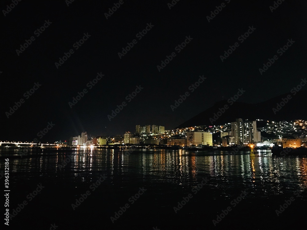 night view of the port