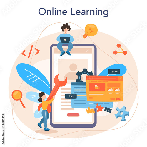 Back end development online service or platform. Software