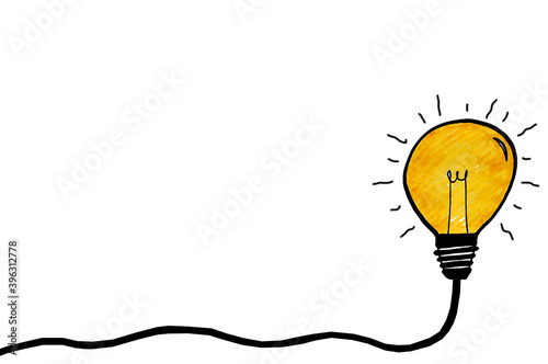 Glowing lightbulb symbol on a white background. Concept for creative ideas and innovations.