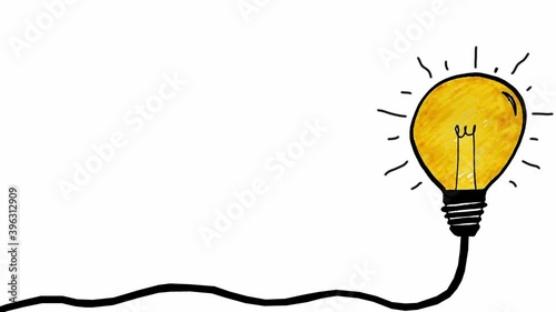 Glowing lightbulb symbol on a white background. Concept for creative ideas and innovations.