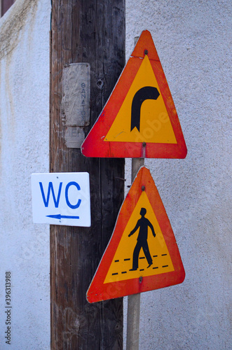Traffic and wc signs in one place