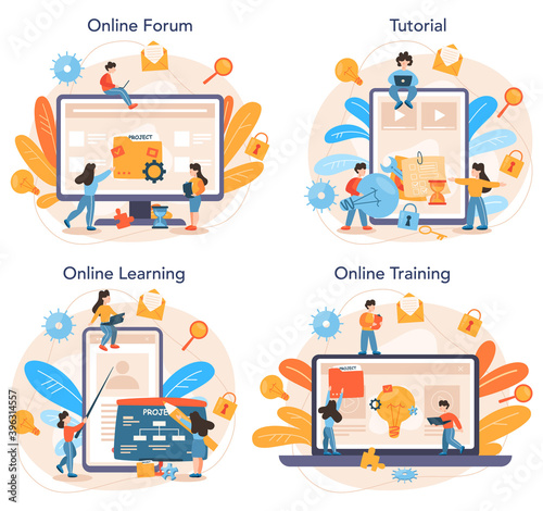 Project management online service or platform set. Successful strategy,
