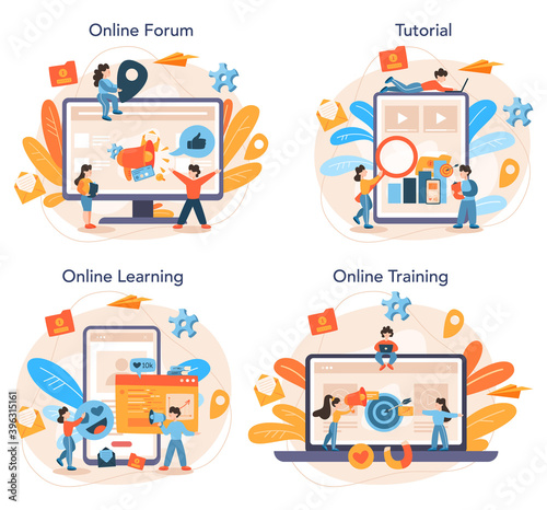 SMM specialist online service or platform set. Advertising of business