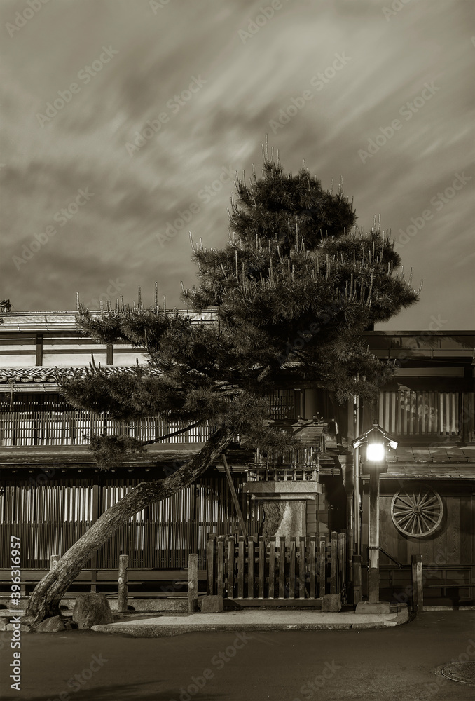 Historical street at historical town Takayama in Japan