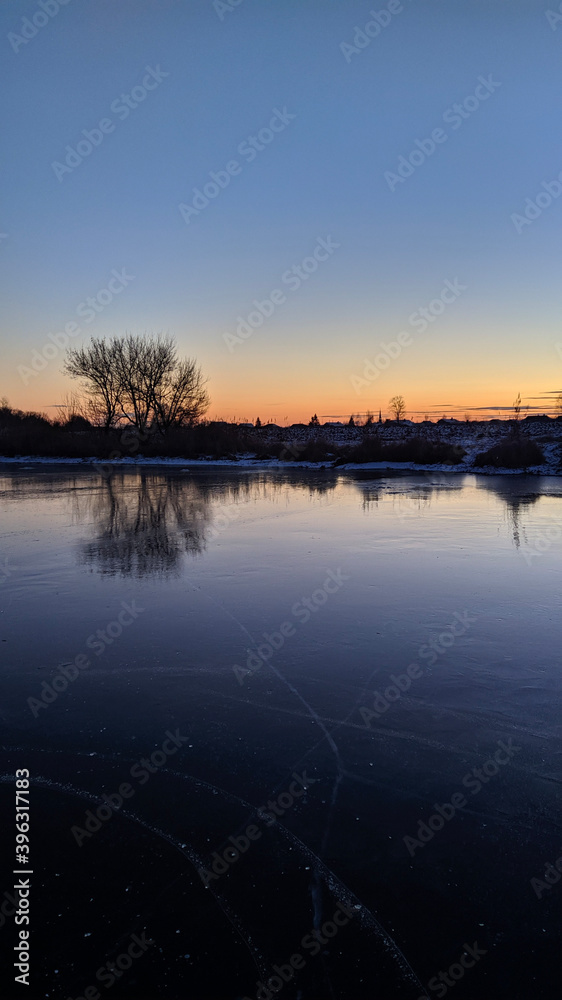 sunset over the river