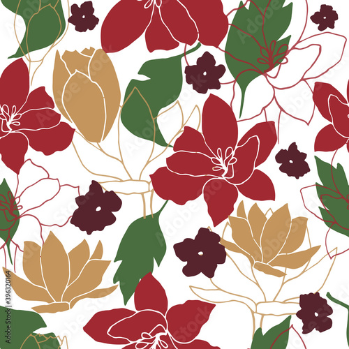 Seamless floral pattern with hand draw spring flower