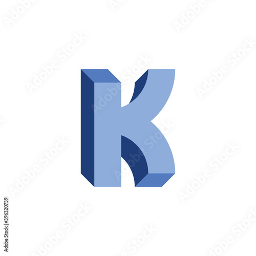letter k 3d optical illusion icon vector