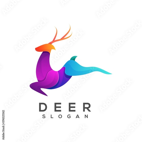 Deer Logo Gradient Colorful Abstract Design Vector photo