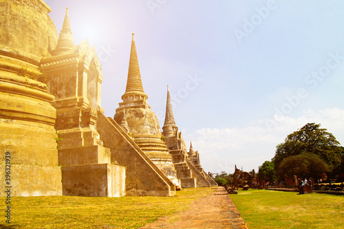 UNESCO world heritage. Ancient archaeological site at Ayutthaya Historical Park, Archaeological sites of Thailand in Ayutthaya, ancient and beautiful. Ayutthaya Province, Thailand.