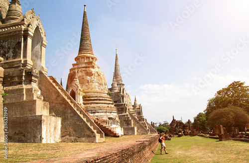 UNESCO world heritage. Ancient archaeological site at Ayutthaya Historical Park  Archaeological sites of Thailand in Ayutthaya  ancient and beautiful. Ayutthaya Province  Thailand.