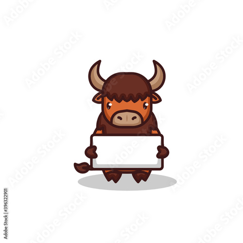 Cute baby bison mascot design