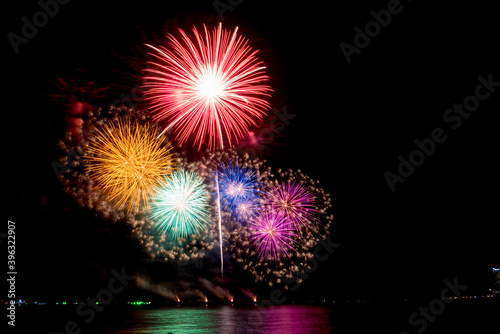 Fireworks light up the sky during the New Year festivities.