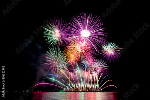 Fireworks light up the sky during the New Year festivities.