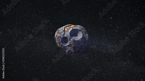 16 Psyche the large metallic asteroid ideal for space mining. This image elements furnished by NASA. 4K resolution