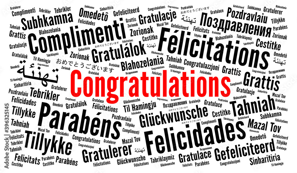 Congratulations in different languages word cloud Congratulations in different languages word cloud