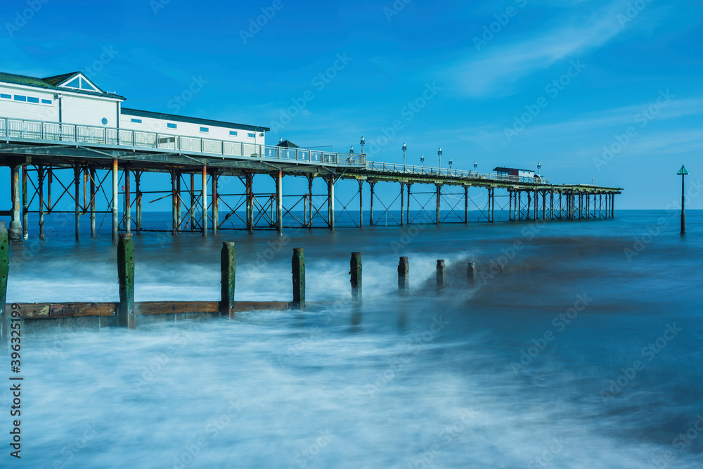 Long time exposure of Grand Pier in Teignmouth in Devon in England, UK, Europe