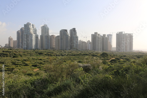 Panoramic View Of City Buildings Against Sky israel netanya