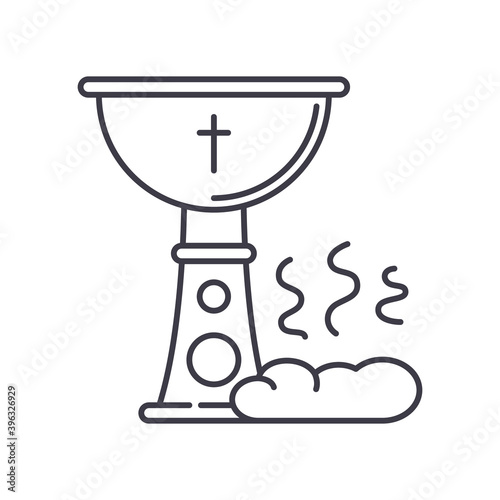 Holy communion icon, linear isolated illustration, thin line vector, web design sign, outline concept symbol with editable stroke on white background.