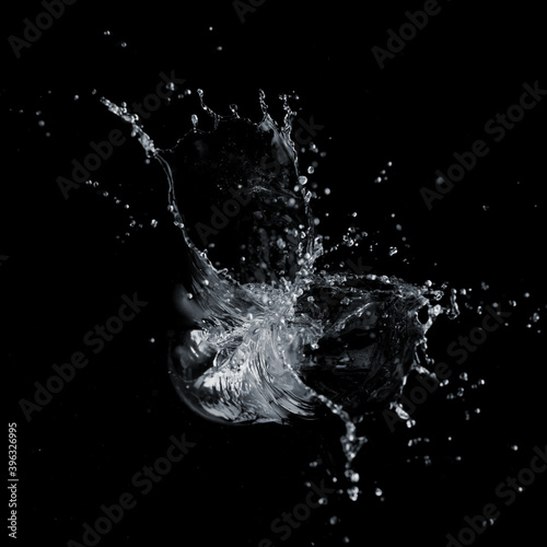 Water splash on a black