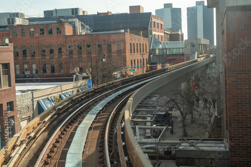 The Detroit People Mover is automated people mover system in Detroit , Michigan. photo