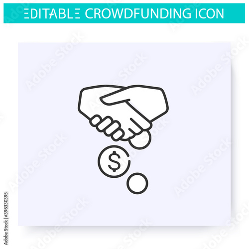 Sponsors line icon. Agreement. Business cooperation, partnership. Funding and investment concept. Projects, business, ideas financing and capital raising. Isolated vector illustration.Editable stroke 