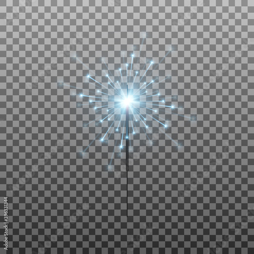 Vector sparkler. Burning PNG lights, sparks, fireworks. Christmas lights.