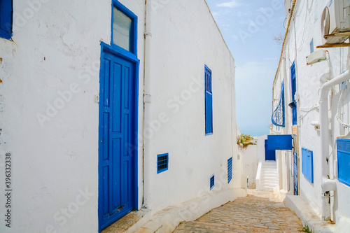 narrow street in village island Tunisia