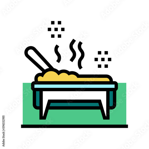 cooked meal in catering dish color icon vector. cooked meal in catering dish sign. isolated symbol illustration