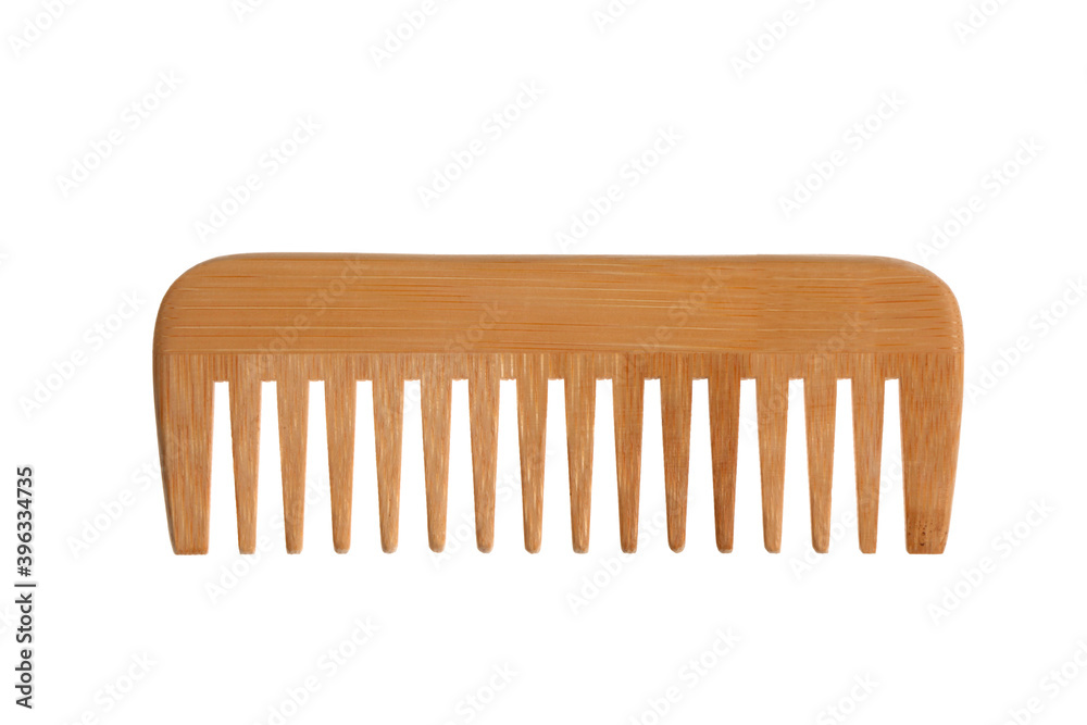 wooden comb isolated on white background with clipping path and copy space for your text - obrazy, fototapety, plakaty 