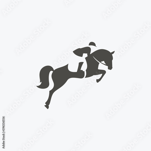 Fotografie, Obraz Riding horse sport simple and flat icon logo design vector