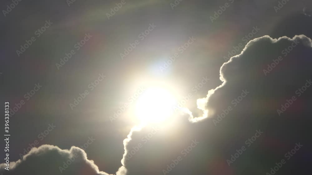 Moving clouds and The Sun White Clouds Weather Background  4K. 