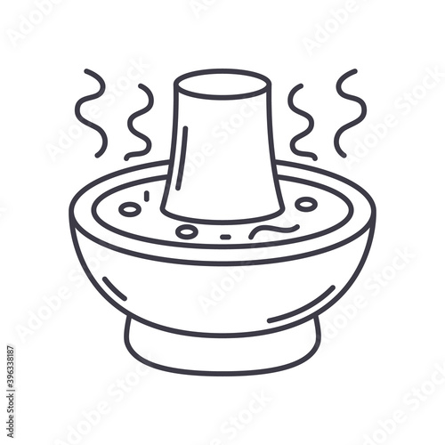 Hot pot icon, linear isolated illustration, thin line vector, web design sign, outline concept symbol with editable stroke on white background.