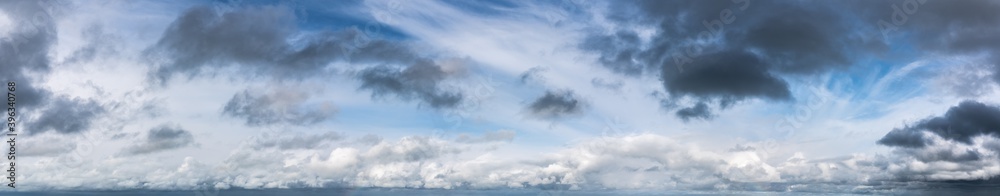 Obraz premium Wide panorama of blue cloudy sky