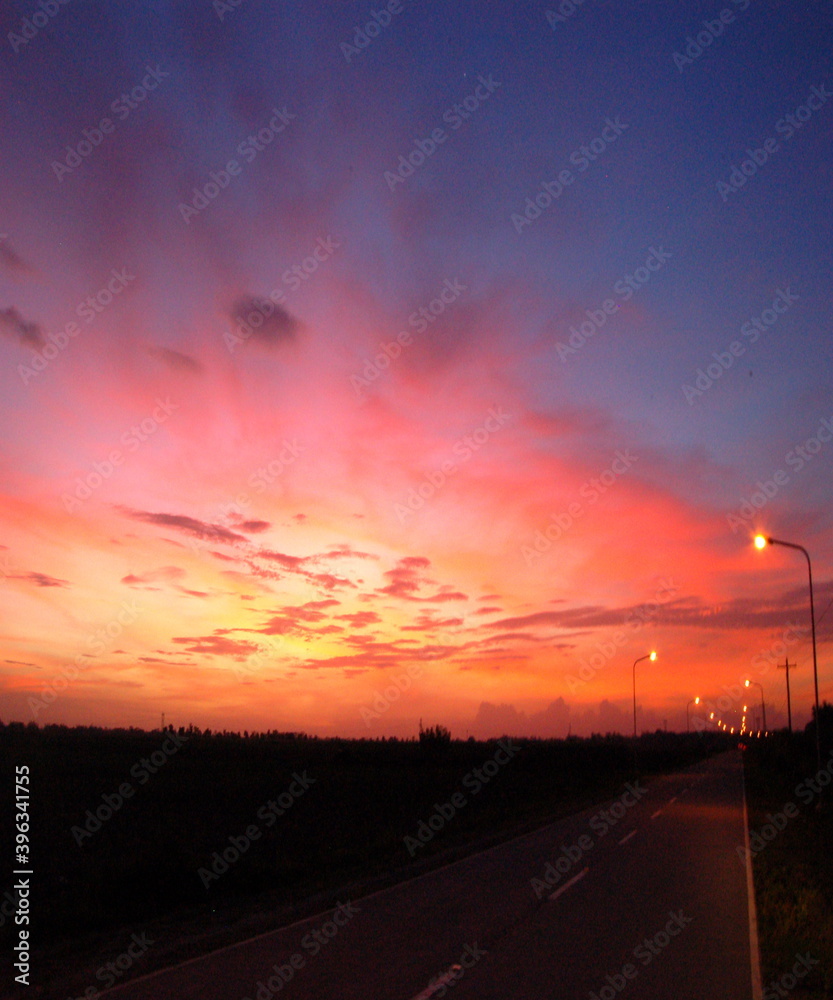 Beautiful view of the sunset with colourful sky Beautiful view of the sunset with colourful sky