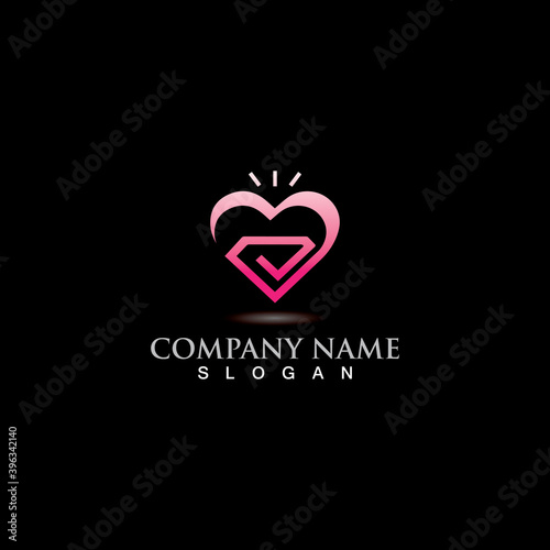 Diamond with Love design logo inspiration vector business vector