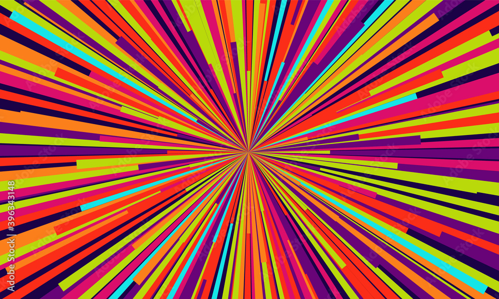 Firework Multicolored line gradient ray burst style background vector design