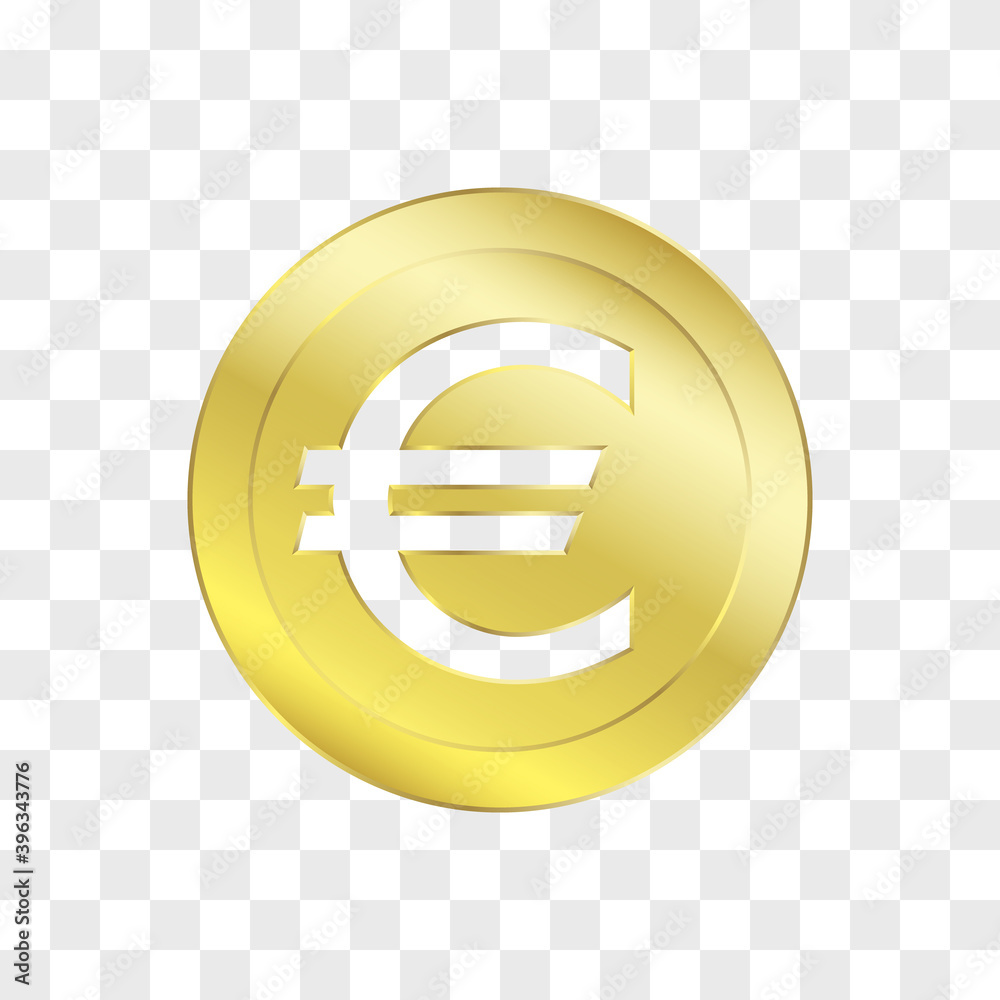Obraz premium Golden Euro coin symbol in checkerboard BG. European currency for online transactions. EU money.
