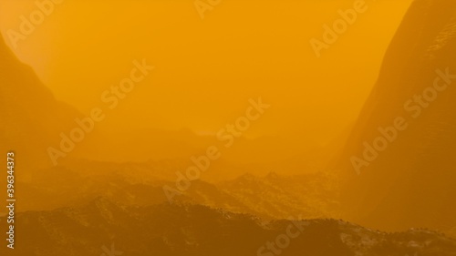 Fotografie Post-apocalyptic landscape with sandstorm. 3D render