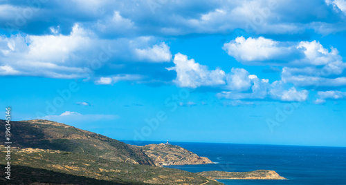 La Revellata, viewpoint with beautiful landscape near Calvi in ​​the Balagne region, Corsica France Tourism and vacation concept. 