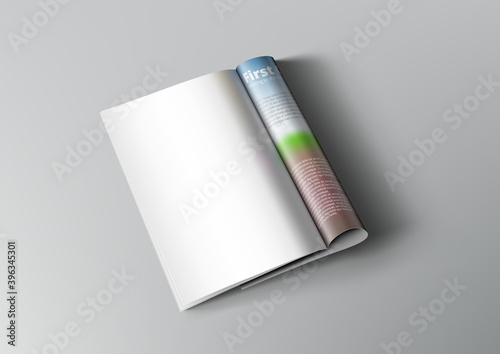 3D Blank White Magazine Pages With Shadow