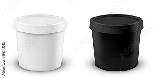 Black And White Plastic Bucket Isolated On White