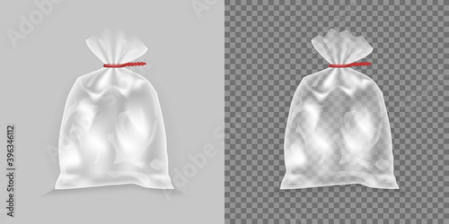 Transparent Plastic Bag Package With Red Strap