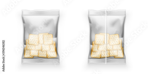 Mockup Of Transparent Pillow Bag With Cookies