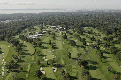 Summer 2020 - New York, USA: Aerial view of Winged Foot Golf Course. photo