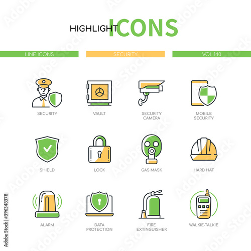 Security - modern line design style icons set