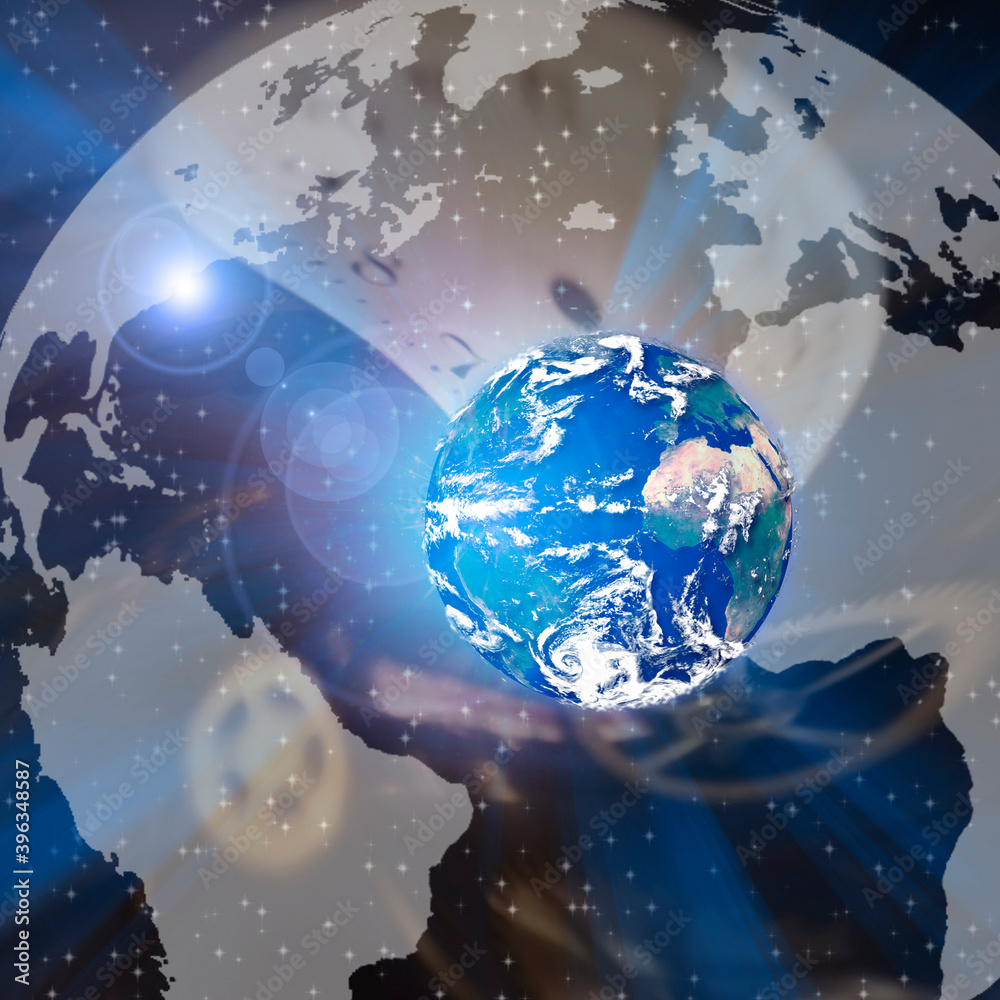 Planet Earth and clockface Planet Earth and clockface