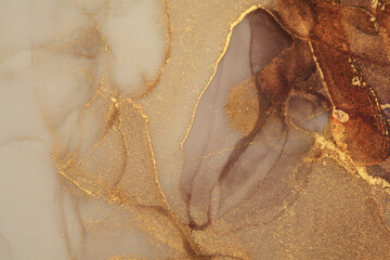 Art Abstract  watercolor flow blot painting. Color canvas marble texture background. Gold glitter Alcohol ink.